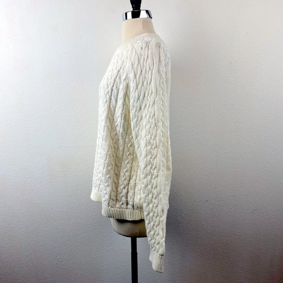 Caffe Marrakesh Sweater Over-Sized White Cotton Cable Knit Slouchy Pullover XL - Picture 4 of 7